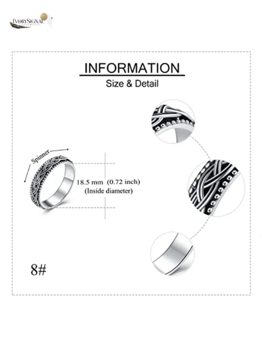 925 Sterling Silver Spinner Fidget Ring Celtic Knot for Women Men